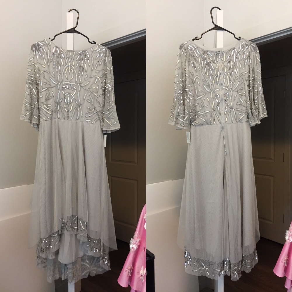 Sequins Flutter Sleeve High Low Dress